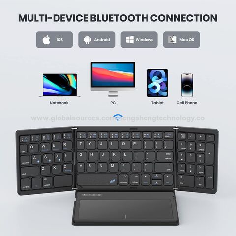 Faltbare Bluetooth 5.1 Tastatur für Home Office und Reisen - Grau mit 10m Reichweite, direkt vom Hersteller