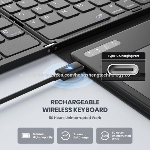 Faltbare Bluetooth 5.1 Tastatur für Home Office und Reisen - Grau mit 10m Reichweite, direkt vom Hersteller