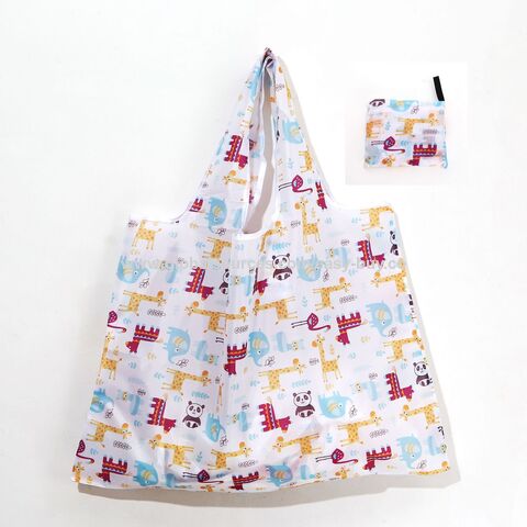 Sacolas de Compras de Poliéster Personalizadas Promocionais Portáteis 190T Bolsa Dobrável Reutilizável de Poliéster para Compras