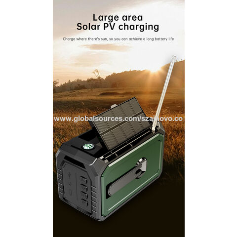 Rádio de Emergência com Manivela, Rádio Meteorológica NOAA AM FM Portátil com Manivela e Energia Solar de 16000mAh com Lanterna de 3 Modos e Luz de Leitura