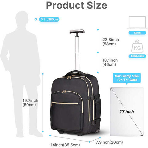 OEM 17Inch Laptop Travel Backpack with Wheels Carry on Luggage Rolling Backpack Overnight Business Trolley Backpack Bag