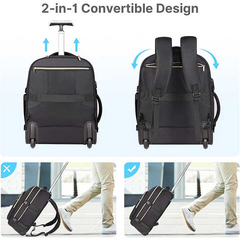 OEM 17Inch Laptop Travel Backpack with Wheels Carry on Luggage Rolling Backpack Overnight Business Trolley Backpack Bag