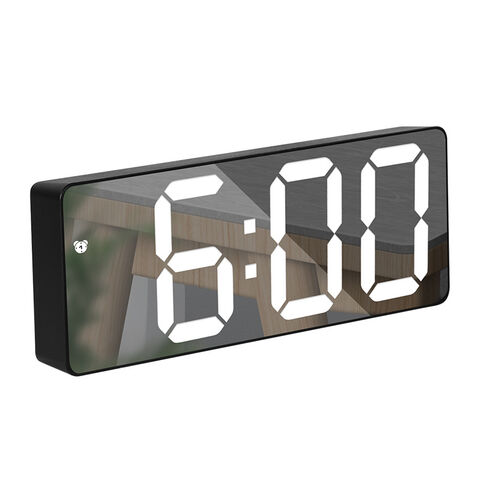 Reloj despertador digital LED multifunción creativo con espejo, silencioso, para estudiantes, de noche, con batería enchufable y visualización de temperatura
