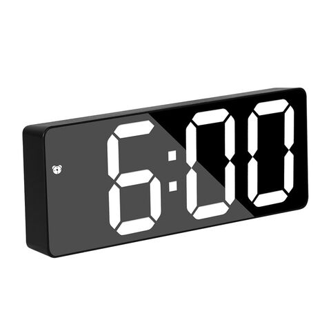 Reloj despertador digital LED multifunción creativo con espejo, silencioso, para estudiantes, de noche, con batería enchufable y visualización de temperatura