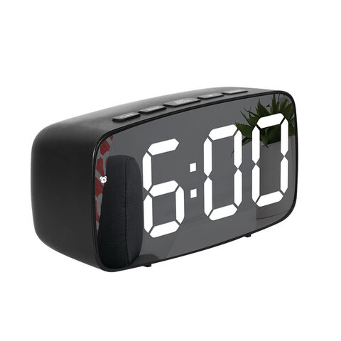 Reloj despertador digital LED multifunción creativo con espejo, silencioso, para estudiantes, de noche, con batería enchufable y visualización de temperatura