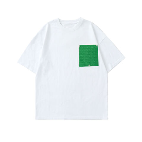 Lässiges Strick-T-Shirt mit Rundhalsausschnitt und aufgesetzter Tasche für Herren, lockeres weißes Herren-T-Shirt für den Sommer