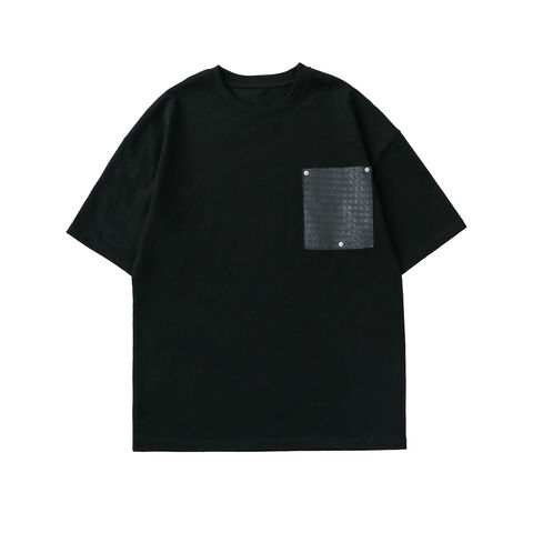 Lässiges Strick-T-Shirt mit Rundhalsausschnitt und aufgesetzter Tasche für Herren, lockeres weißes Herren-T-Shirt für den Sommer