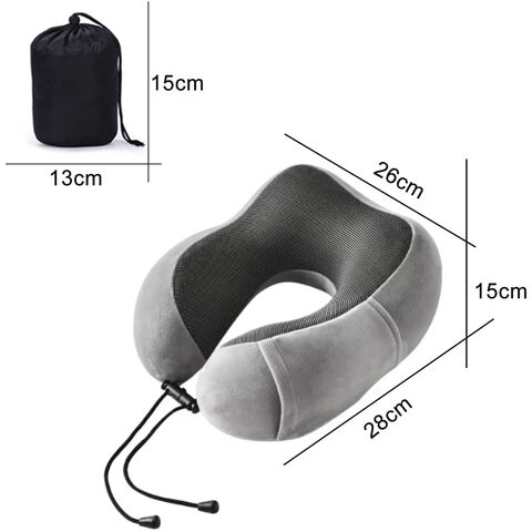 Almofada de viagem inflável portátil para o pescoço com cordão ajustável, almofada de espuma de memória em forma de U para viagens de avião
