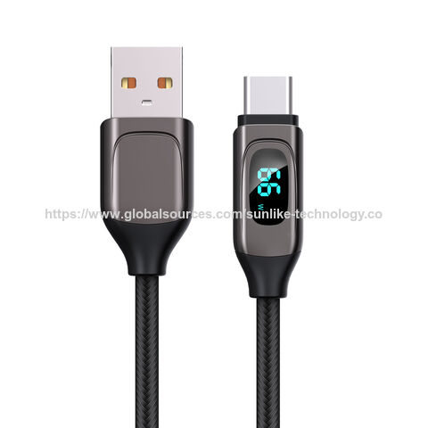 USB A to USB C cable LED display MAX PD 100W fast charging suitable for high power devices