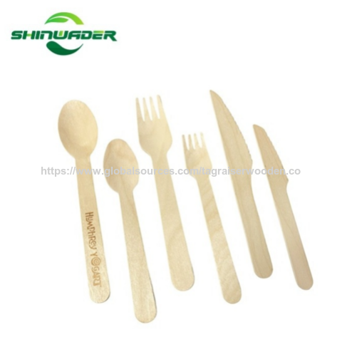 Couverts jetables en bois biodégradables écologiques, ustensiles recyclables pour fêtes et pique-niques