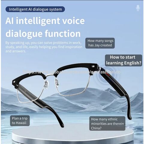 Lunettes intelligentes 2025 avec interprétation multilingue en temps réel (plus de 100 langues), écran couleur, écoute de musique et réponse aux questions