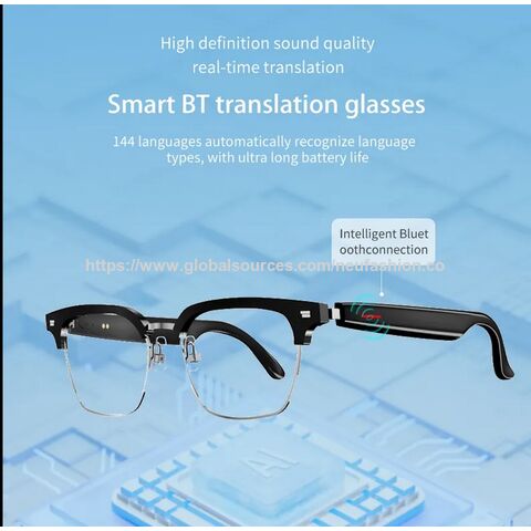 Lunettes intelligentes 2025 avec interprétation multilingue en temps réel (plus de 100 langues), écran couleur, écoute de musique et réponse aux questions