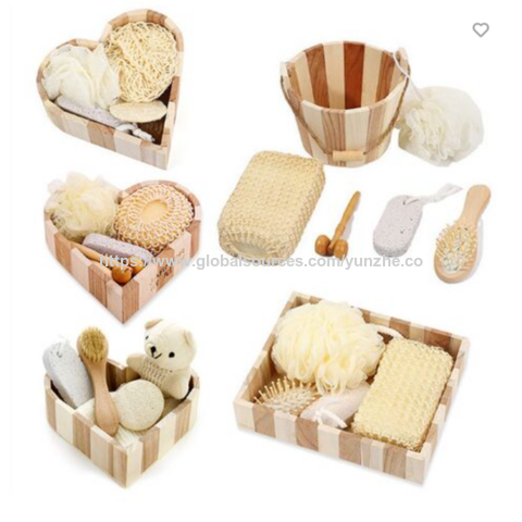 Holzeimer-Set Spa Bad Blume Fuß Bimsstein Massagekamm Holzmassage Sisal Custom