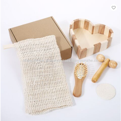 Holzeimer-Set Spa Bad Blume Fuß Bimsstein Massagekamm Holzmassage Sisal Custom