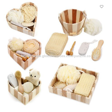 Holzeimer-Set Spa Bad Blume Fuß Bimsstein Massagekamm Holzmassage Sisal Custom