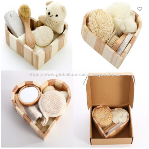 Holzeimer-Set Spa Bad Blume Fuß Bimsstein Massagekamm Holzmassage Sisal Custom