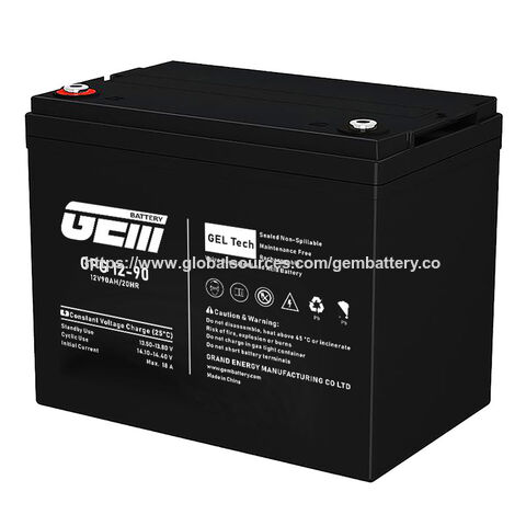 Batería de Gel 12V 90AH Industrial Premium de Alta Calidad PVC/PE-Gel Sio2 Batería de Reserva de Energía Renovable