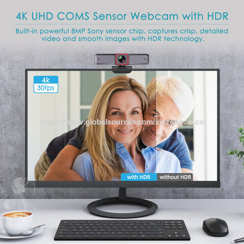 Webcam 4K HD avec cadrage automatique IA, microphones à double réduction de bruit, transmission vidéo sans perte H.264/H.265 et webcam USB 3.0 rapide