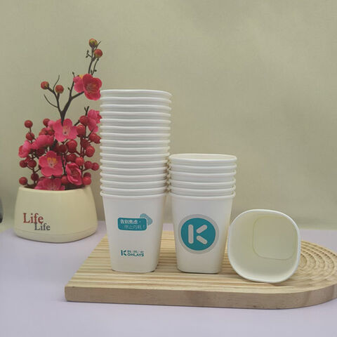 Vasos de papel desechables cuadrados de alta calidad, directo de fábrica en China, venta al por mayor, para bebidas frías y calientes, para el hogar y la oficina
