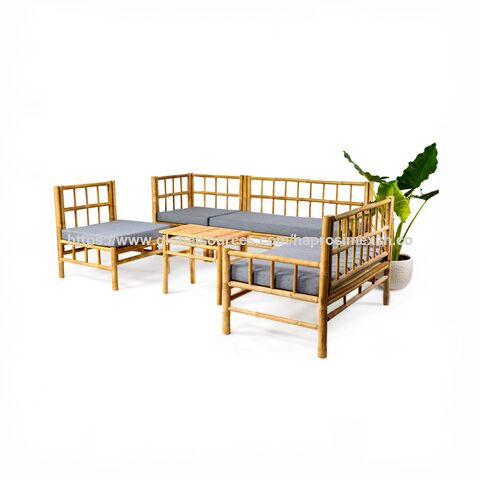 Sillón Largo de Bambú con Cojín para Exterior, Decoración de Jardín, Material Ecológico a su Elección - Ideal para Mayoristas y Distribuidores