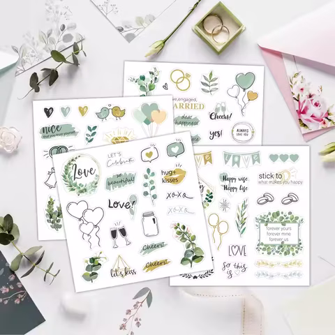 Papier pour scrapbooking, autocollants créatifs en forme de cœur pour mariage et Saint-Valentin, décoration pour agenda
