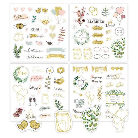 Papier pour scrapbooking, autocollants créatifs en forme de cœur pour mariage et Saint-Valentin, décoration pour agenda
