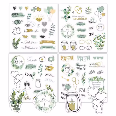 Papier pour scrapbooking, autocollants créatifs en forme de cœur pour mariage et Saint-Valentin, décoration pour agenda