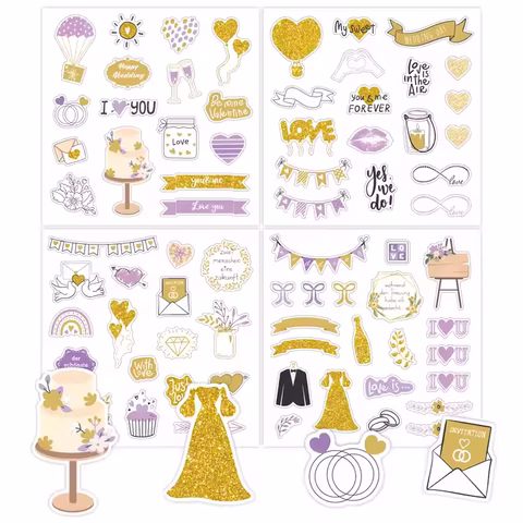 Papier pour scrapbooking, autocollants créatifs en forme de cœur pour mariage et Saint-Valentin, décoration pour agenda