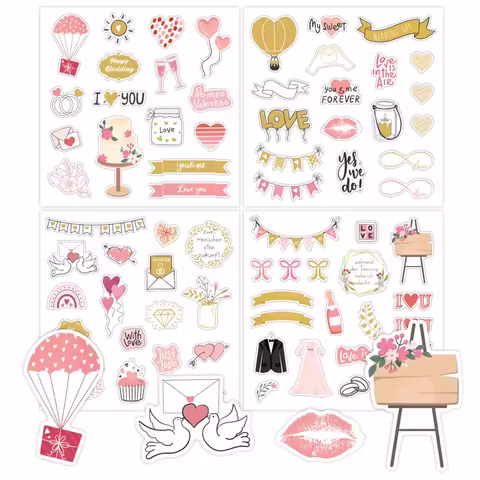 Papier pour scrapbooking, autocollants créatifs en forme de cœur pour mariage et Saint-Valentin, décoration pour agenda