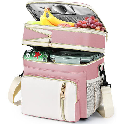 Bolsa de almuerzo impermeable de doble capa PEVA, bolsa de hielo refrigerada, bolsa aislante de gran capacidad con bolsa de arroz y bento