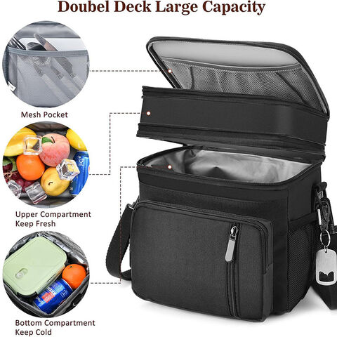 Bolsa de almuerzo impermeable de doble capa PEVA, bolsa de hielo refrigerada, bolsa aislante de gran capacidad con bolsa de arroz y bento