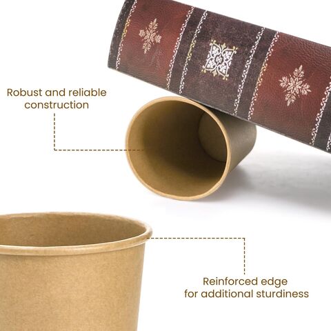 Vasos de Papel Desechables Ecológicos con Recubrimiento Kraft - Contenedores Biodegradables de Doble Pared para Bebidas Calientes, 22oz, Papel Kraft Marrón