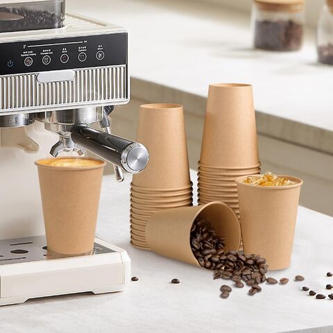 Vasos de Papel Desechables Ecológicos con Recubrimiento Kraft - Contenedores Biodegradables de Doble Pared para Bebidas Calientes, 22oz, Papel Kraft Marrón