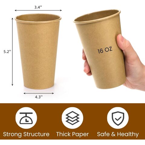 Vasos de Papel Desechables Ecológicos con Recubrimiento Kraft - Contenedores Biodegradables de Doble Pared para Bebidas Calientes, 22oz, Papel Kraft Marrón