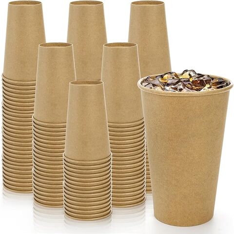 Vasos de Papel Desechables Ecológicos con Recubrimiento Kraft - Contenedores Biodegradables de Doble Pared para Bebidas Calientes, 22oz, Papel Kraft Marrón