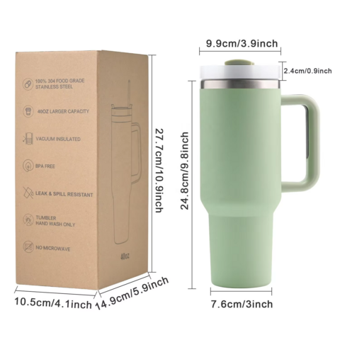 Tazas personalizadas de 30oz 40oz para exteriores, doble pared, acero inoxidable al vacío, vaso de 40 oz con asa y pajita