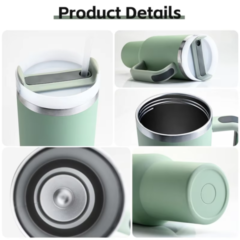 Tazas personalizadas de 30oz 40oz para exteriores, doble pared, acero inoxidable al vacío, vaso de 40 oz con asa y pajita