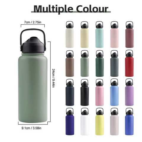 Termo de café personalizado, acero inoxidable, doble pared, aislado, para gimnasio, deporte, botella de agua de 18 oz 32 oz con pajita
