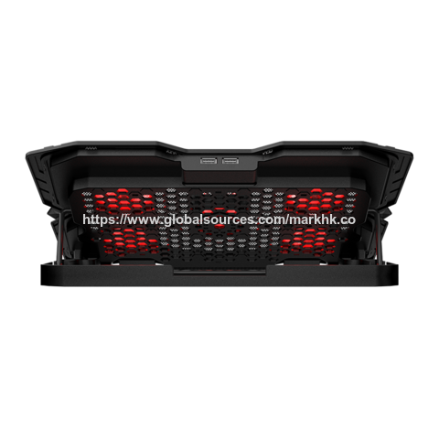 Base de Refrigeração para Laptop Gaming com 5 Ventoinhas Vermelhas, Cooler RGB para Laptop de 17,3 Polegadas, Suporte de Refrigeração para Laptop com 6 Alturas.