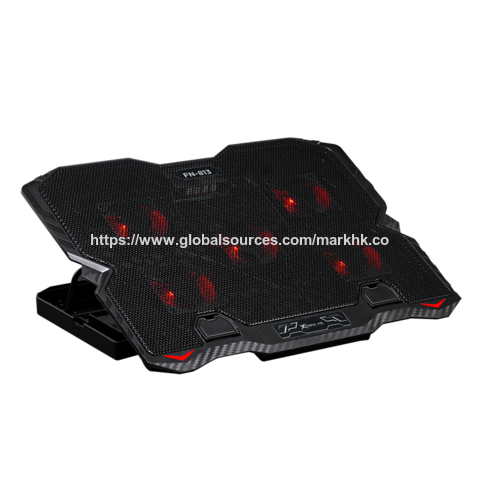 Base de Refrigeração para Laptop Gaming com 5 Ventoinhas Vermelhas, Cooler RGB para Laptop de 17,3 Polegadas, Suporte de Refrigeração para Laptop com 6 Alturas.
