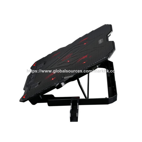 Base de Refrigeração para Laptop Gaming com 5 Ventoinhas Vermelhas, Cooler RGB para Laptop de 17,3 Polegadas, Suporte de Refrigeração para Laptop com 6 Alturas.