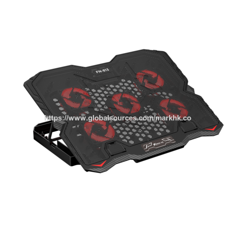 Base de Refrigeração para Laptop Gaming com 5 Ventoinhas Vermelhas, Cooler RGB para Laptop de 17,3 Polegadas, Suporte de Refrigeração para Laptop com 6 Alturas.
