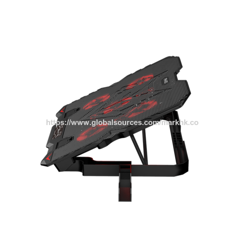 Base de Refrigeração para Laptop Gaming com 5 Ventoinhas Vermelhas, Cooler RGB para Laptop de 17,3 Polegadas, Suporte de Refrigeração para Laptop com 6 Alturas.