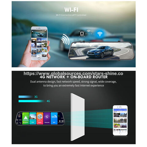 Prix usine WIFI 1080p miroir 9.66 pouces IPS écran tactile double caméra 4g caméra de tableau de bord de voiture pour véhicule/camion