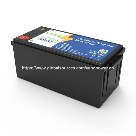 Bateria YABO 12V 200Ah LiFePO4 Ciclo Profundo Power Pack para Sistema Solar Off Grid Backup RV Marinha e Armazenamento de Energia Doméstica