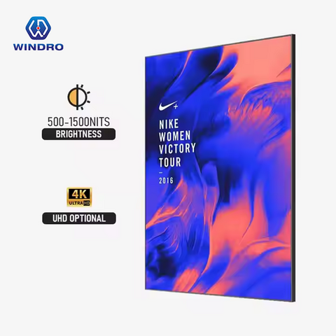 32 43 55 Zoll Ultradünner, schmaler Rahmen, hohe Helligkeit 1920*1080 4K Monitore Hängende Wand Werbung Digital Signage LCD Display