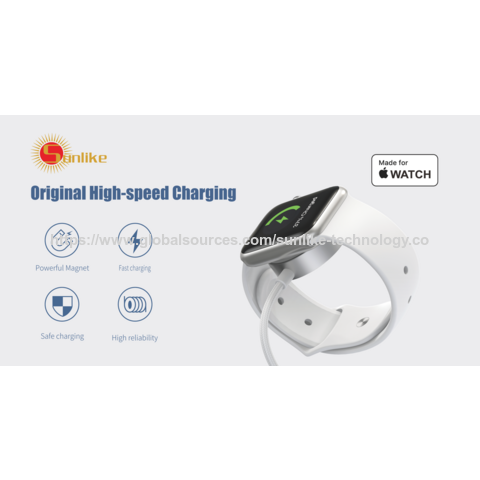 Carregador Sunlike para Apple Watch, módulo original Apple, carregamento rápido de 5W para Apple Watch, ideal para viagens
