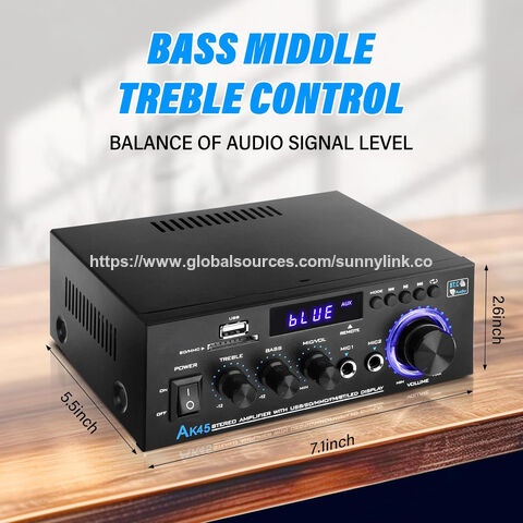 AK45 Stereo Audio Amplifier, 2 Channel Audio Stereo Receiver Wireless Bluetooth 5.0 Power Amplifier for Home audio system