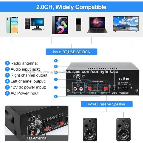 AK45 Stereo Audio Amplifier, 2 Channel Audio Stereo Receiver Wireless Bluetooth 5.0 Power Amplifier for Home audio system