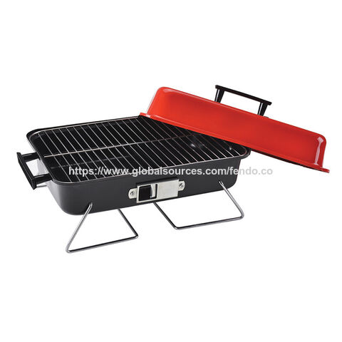 Mini Barbacoa Portátil de Carbón para Camping al Aire Libre con Asa y Soporte - Ideal para Excursiones